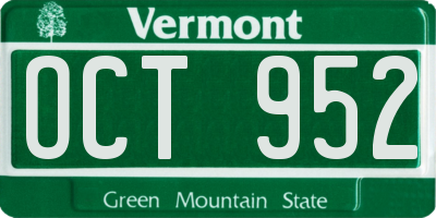 VT license plate OCT952