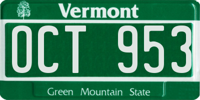 VT license plate OCT953