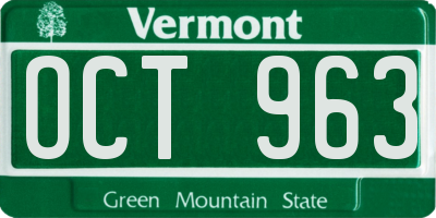 VT license plate OCT963