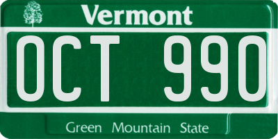 VT license plate OCT990