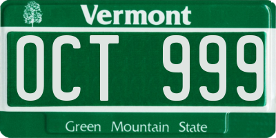 VT license plate OCT999