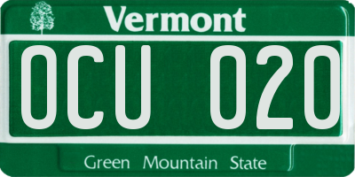 VT license plate OCU020