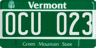VT license plate OCU023