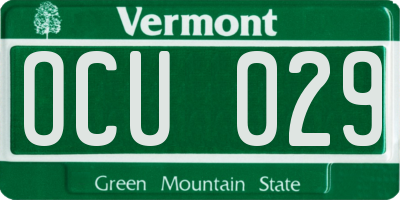 VT license plate OCU029