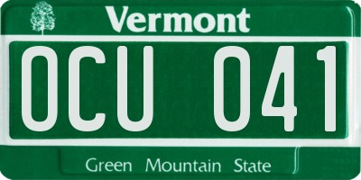 VT license plate OCU041