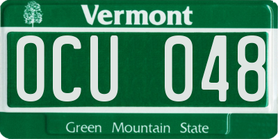 VT license plate OCU048