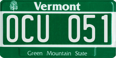 VT license plate OCU051