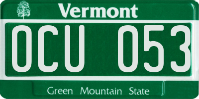 VT license plate OCU053