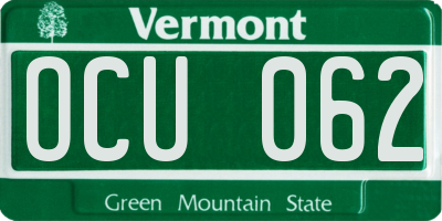 VT license plate OCU062