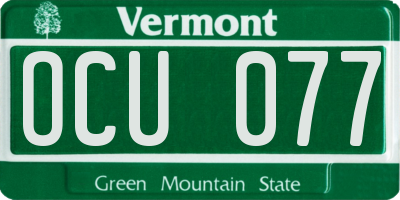 VT license plate OCU077