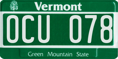 VT license plate OCU078