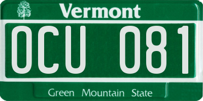 VT license plate OCU081
