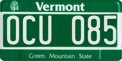 VT license plate OCU085