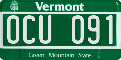 VT license plate OCU091