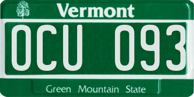 VT license plate OCU093
