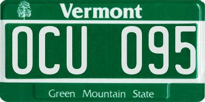 VT license plate OCU095