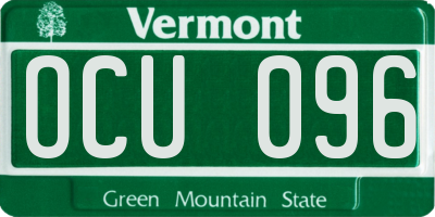 VT license plate OCU096