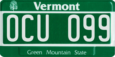 VT license plate OCU099