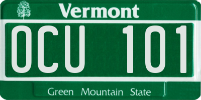 VT license plate OCU101