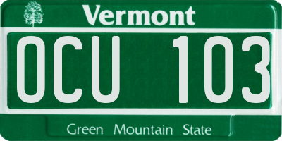 VT license plate OCU103