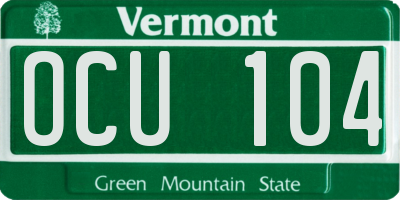 VT license plate OCU104