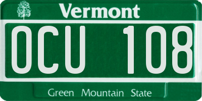 VT license plate OCU108