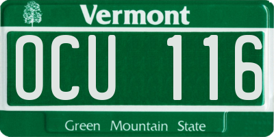 VT license plate OCU116