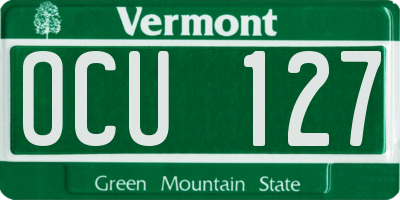 VT license plate OCU127