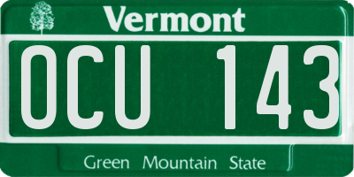 VT license plate OCU143