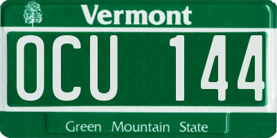 VT license plate OCU144
