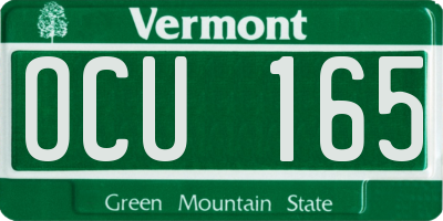 VT license plate OCU165
