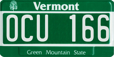 VT license plate OCU166