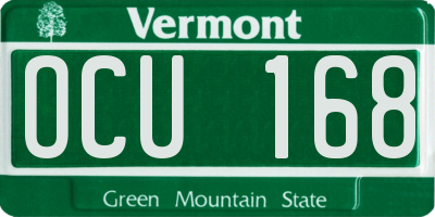 VT license plate OCU168