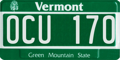 VT license plate OCU170