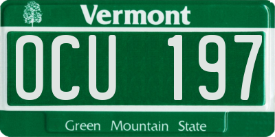 VT license plate OCU197