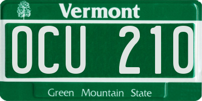 VT license plate OCU210