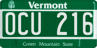 VT license plate OCU216
