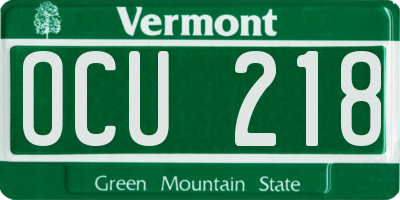VT license plate OCU218