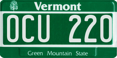 VT license plate OCU220