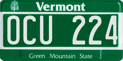 VT license plate OCU224