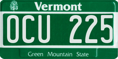 VT license plate OCU225