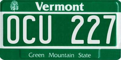 VT license plate OCU227