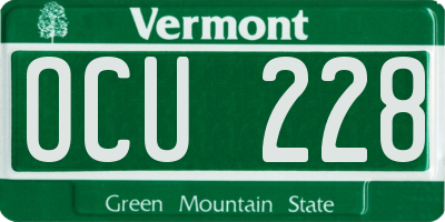 VT license plate OCU228