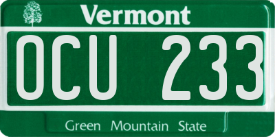 VT license plate OCU233