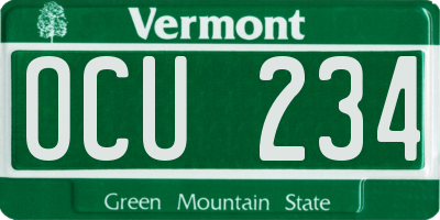VT license plate OCU234