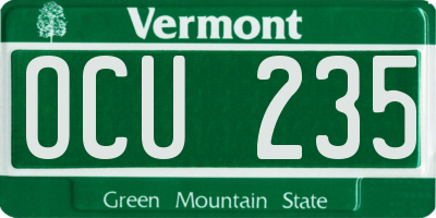 VT license plate OCU235