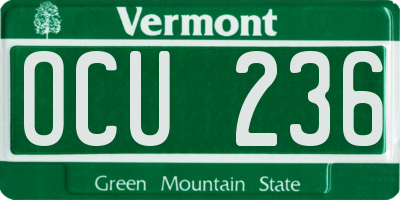VT license plate OCU236