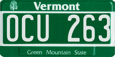 VT license plate OCU263