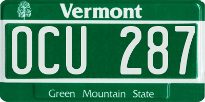 VT license plate OCU287