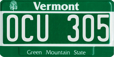 VT license plate OCU305
